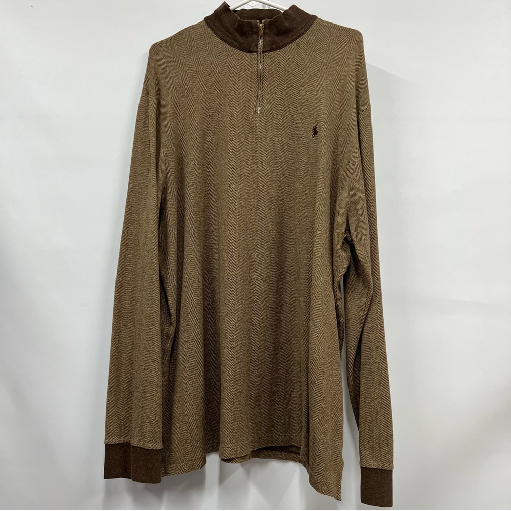 Polo Golf Ralph Lauren Men's Brown Alpaca Blend 1/4 Zip Pullover Size XXL